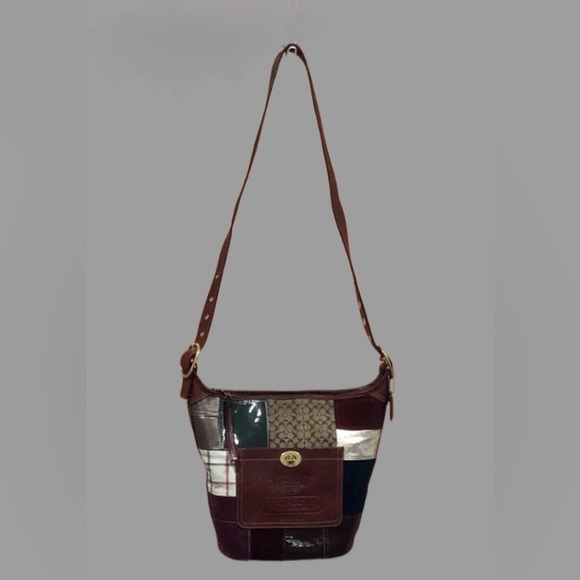 COACH Holiday Patchwork Bleecker Hobo Crossbody/Shoulder Bag, Leather/Suede, Y2K - Picture 5 of 15